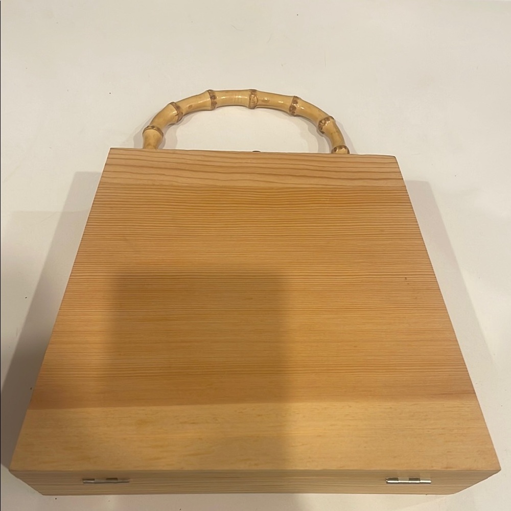 Wooden Handbag with Bamboo Handle